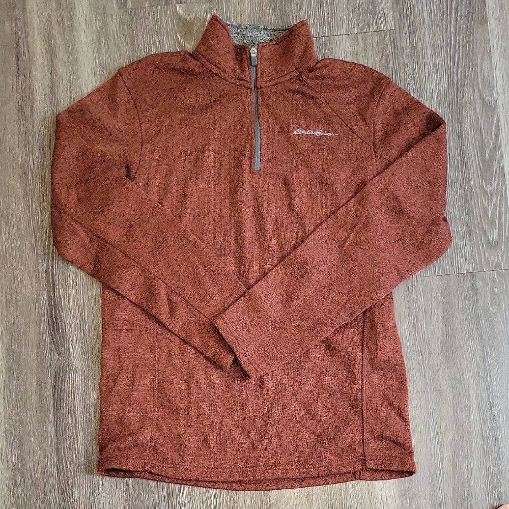 Eddie Bauer Brick Red Quarter-Zip Pullover